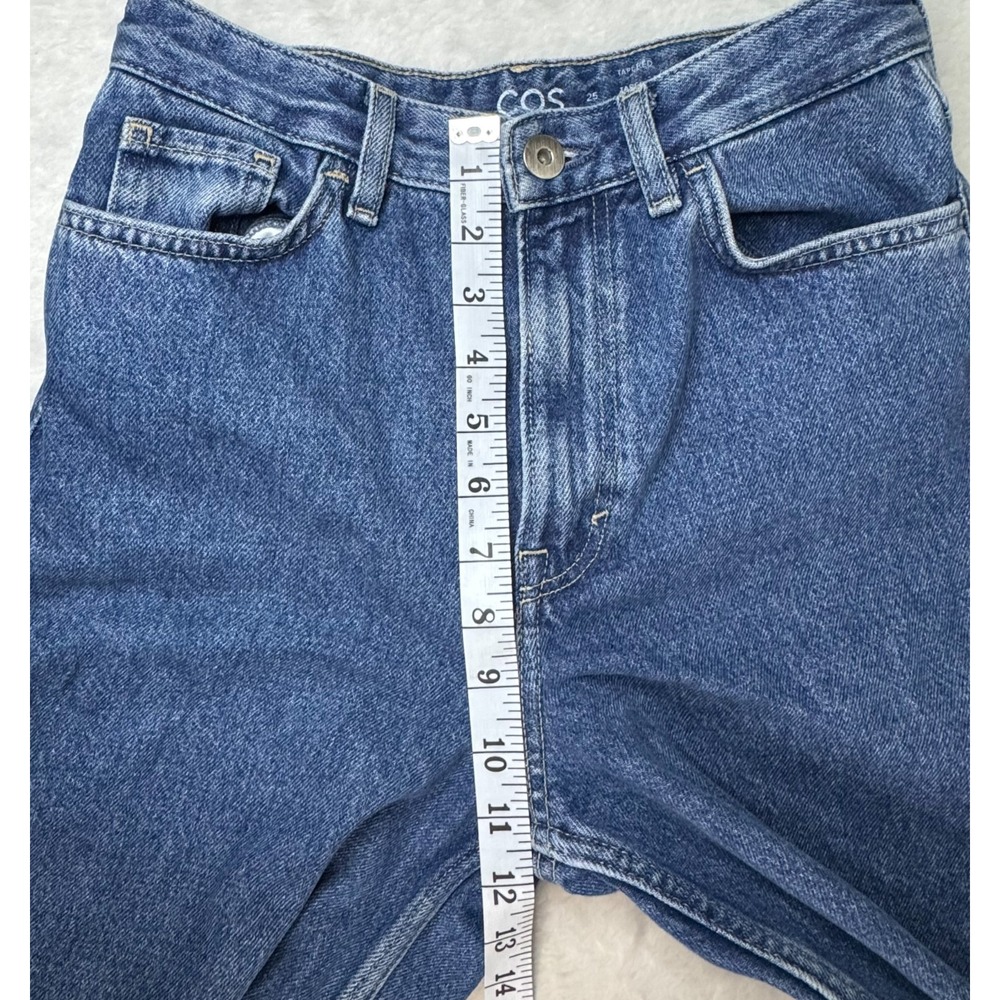 COS Jeans Womens 25 Barrel Tapered High Rise Ankle 100% Cotton Blue Denim EUC - Picture 10 of 12